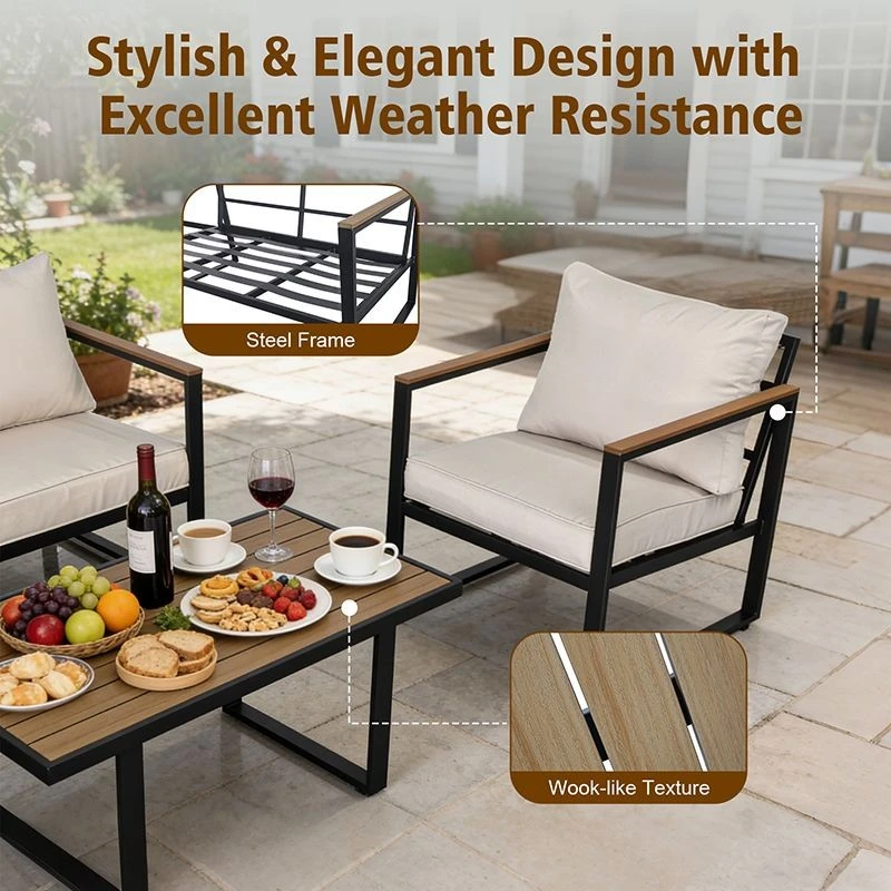 4 PC Patio Lounge Set high quality