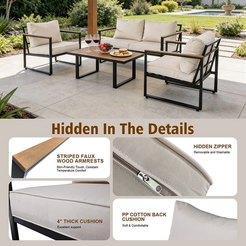 4 PC Patio Lounge Set factory