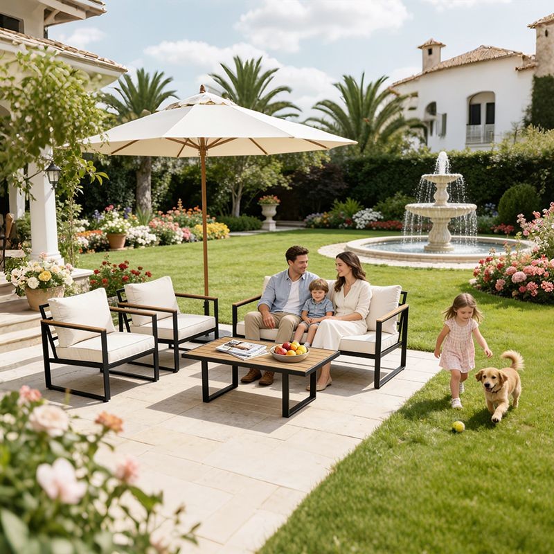4 PC Patio Lounge Set high quality